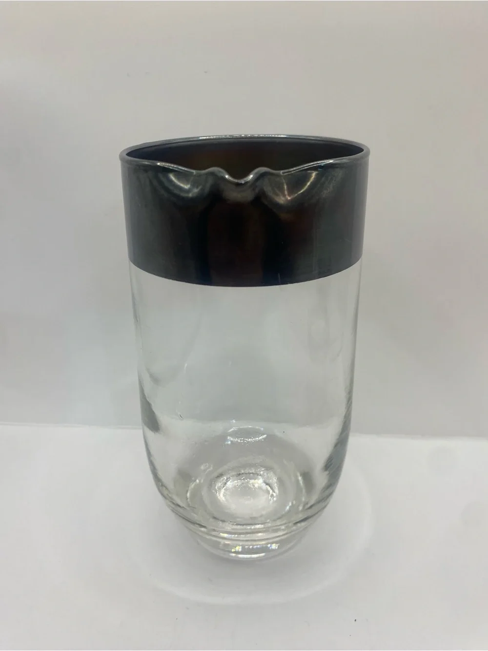 Vintage Dorothy Thorpe Silver Crystal Cocktail Pitcher & Roly Poly Glass